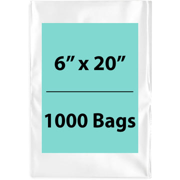 6X20 inches Clear Flat Poly Bags 3Mil Open Top (LDPE)